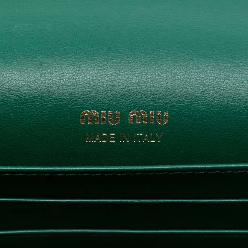 Miu Miu Leather Fringe Crossbody Green Leather Good condition - Box View