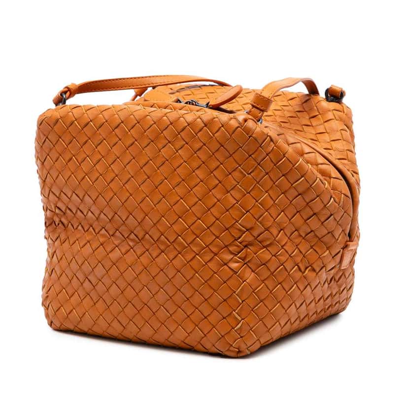 Bottega Veneta Nappa Intrecciato Cube Crossbody Orange Leather Very good condition - Back View