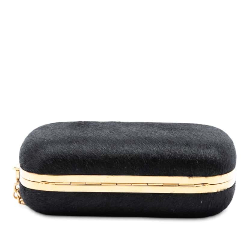 Alexander Mcqueen Pony Hair Skull Clutch Black Good condition - Inside View