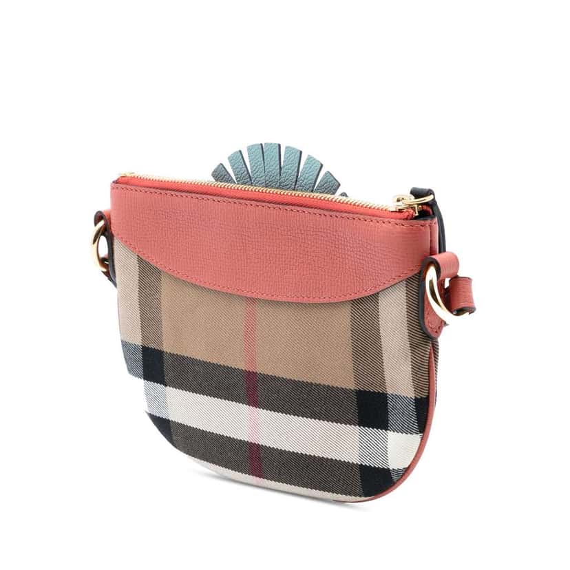 Burberry The Beast House Check Canvas and Leather Cocoa Owl Shoulder Bag Brown Canvas Good condition - Back View