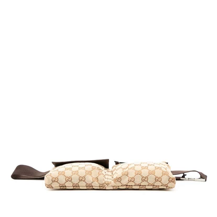 Gucci GG Canvas Double Pocket Belt Bag Brown Canvas Good condition - Inside View