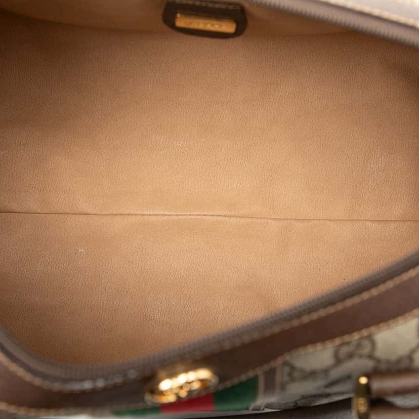 Gucci GG Supreme Web Boston Bag Brown Canvas Good condition - Model View