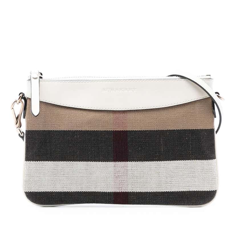 Burberry Mega Check Canvas Peyton Crossbody Brown Canvas Very good condition - Front View