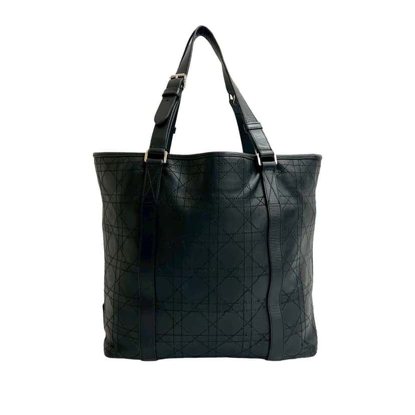 Dior Lambskin Cannage Soft Shopper Rasta Tote Black Leather Good condition - Back View