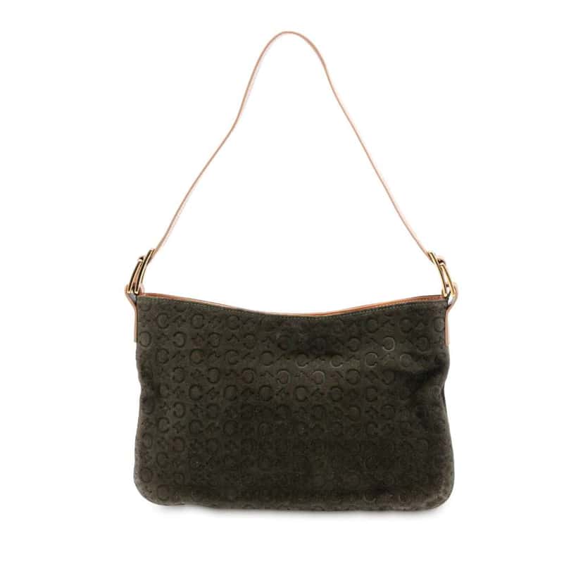 Celine C Macadam Suede Shoulder Bag Brown Leather Very good condition - Front View
