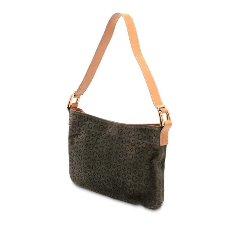 Celine C Macadam Suede Shoulder Bag Brown Leather Very good condition - Back View