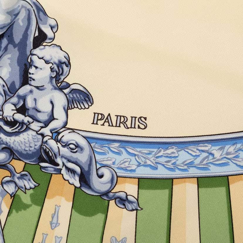 Hermès La Marine a Rames Silk Scarf 90 Green Silk Good condition - Box View