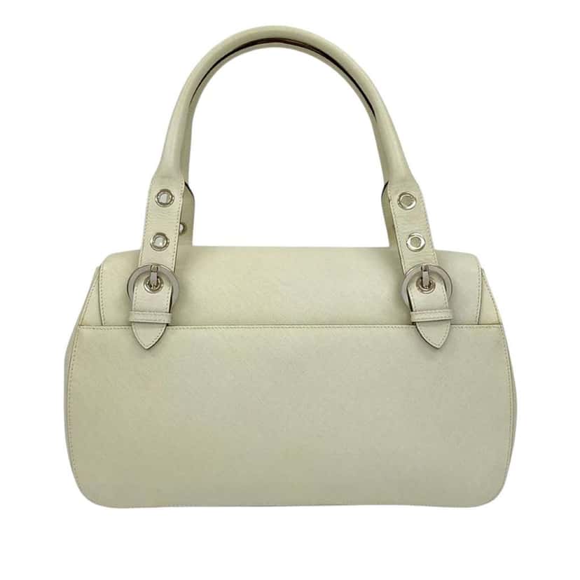 Salvatore Ferragamo Leather Gancini Handbag White Leather Good condition - Back View