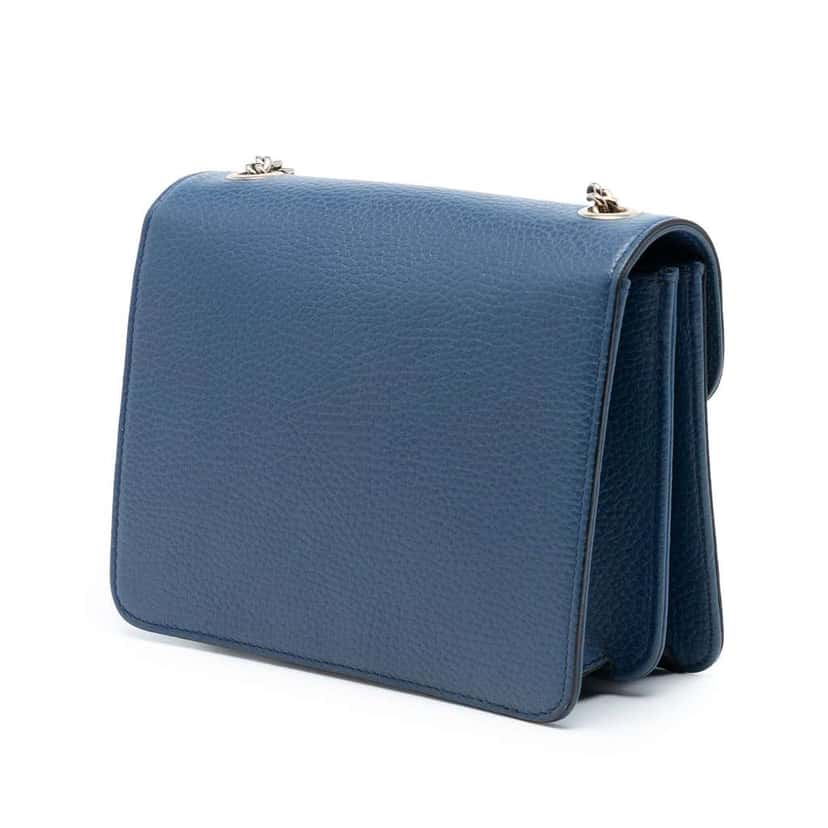 Gucci Small Dollar Calfskin Interlocking G Crossbody Blue Leather Very good condition - Back View