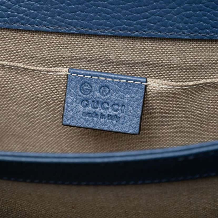 Gucci Small Dollar Calfskin Interlocking G Crossbody Blue Leather Very good condition - Box View