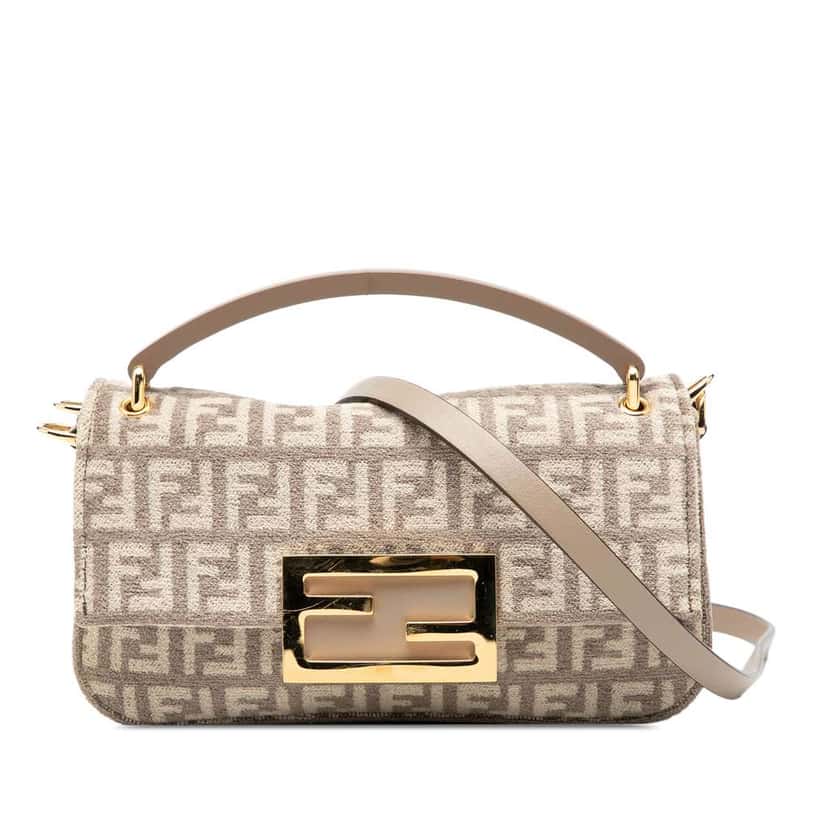 Fendi Zucchino Velvet Baguette Phone Pouch Satchel Brown Velvet Very good condition - Front View