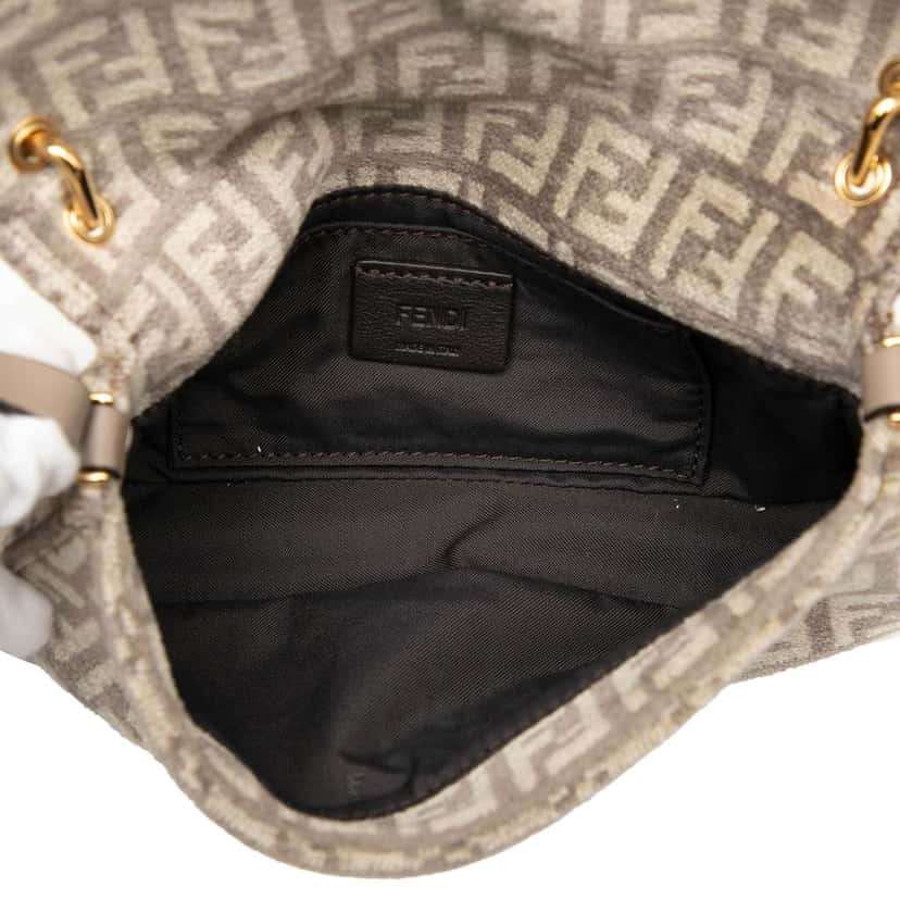 Fendi Zucchino Velvet Baguette Phone Pouch Satchel Brown Velvet Very good condition - Model View