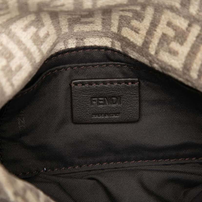 Fendi Zucchino Velvet Baguette Phone Pouch Satchel Brown Velvet Very good condition - Box View