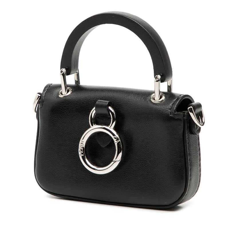 Fendi Nano Leather Maxi Handle Baguette Black Leather Very good condition - Back View