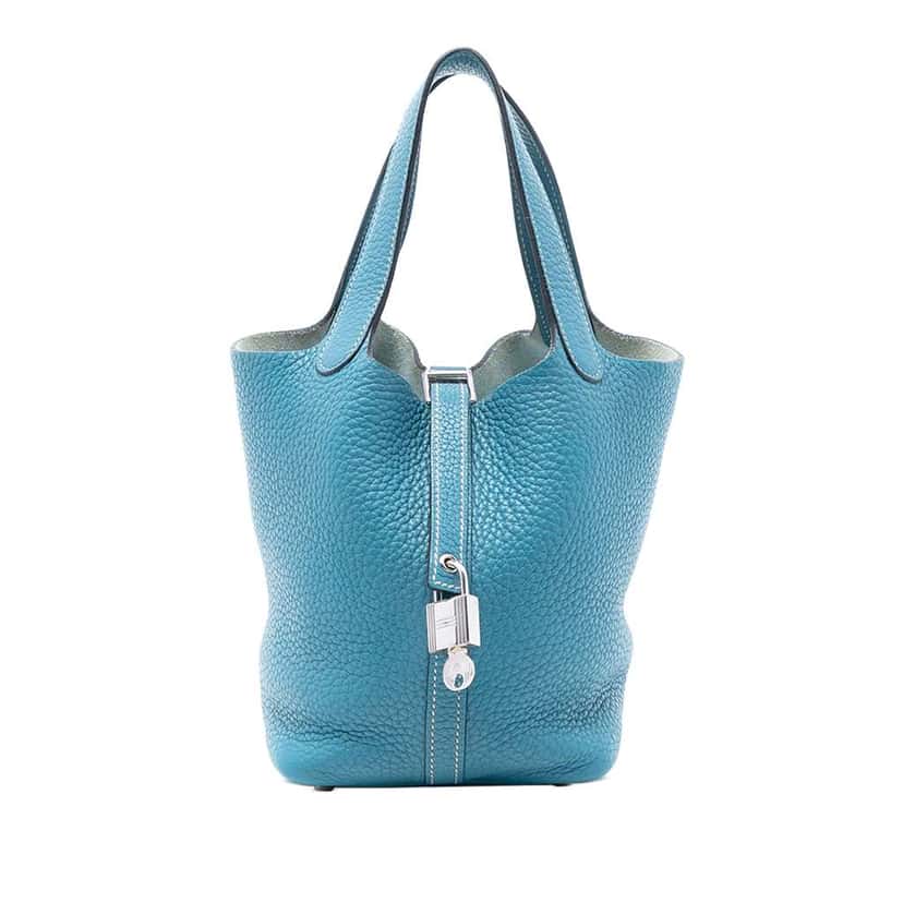 Hermès Clemence Picotin Lock 18 Blue Leather Good condition - Front View
