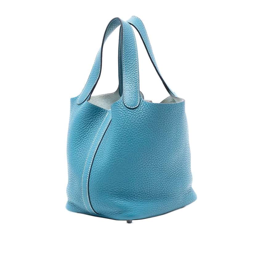 Hermès Clemence Picotin Lock 18 Blue Leather Good condition - Back View