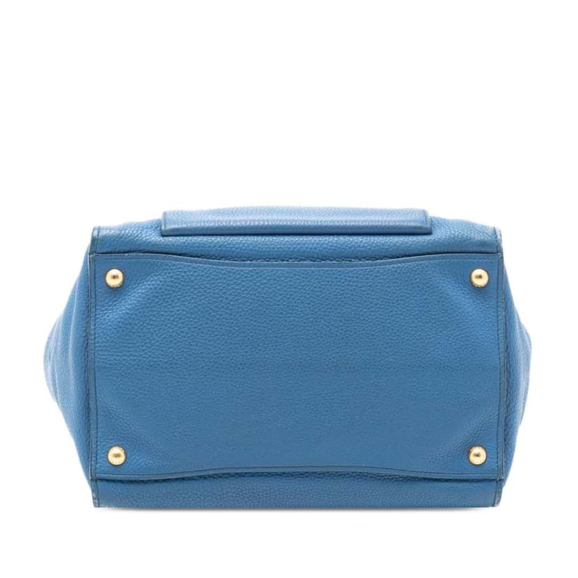 Prada Vitello Daino Front Pocket Open Convertible Tote Blue Leather Very good condition - Inside View