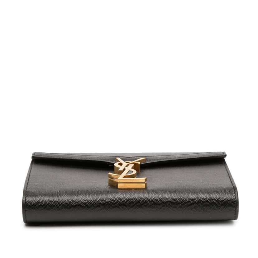 Saint Laurent Grain De Poudre Monogram Cassandra Chain Wallet Black Leather Very good condition - Inside View