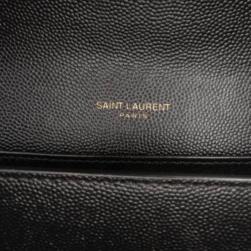 Saint Laurent Grain De Poudre Monogram Cassandra Chain Wallet Black Leather Very good condition - Box View