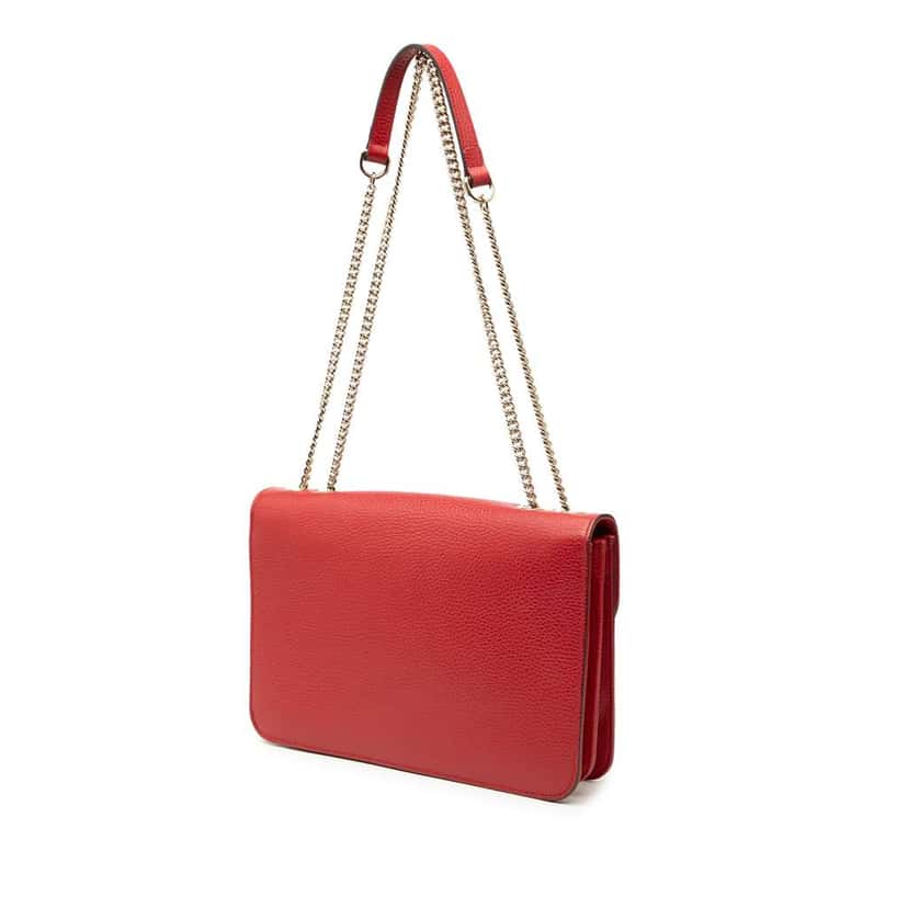 Gucci Medium Dollar Calfskin Interlocking G Crossbody Red Leather Very good condition - Back View