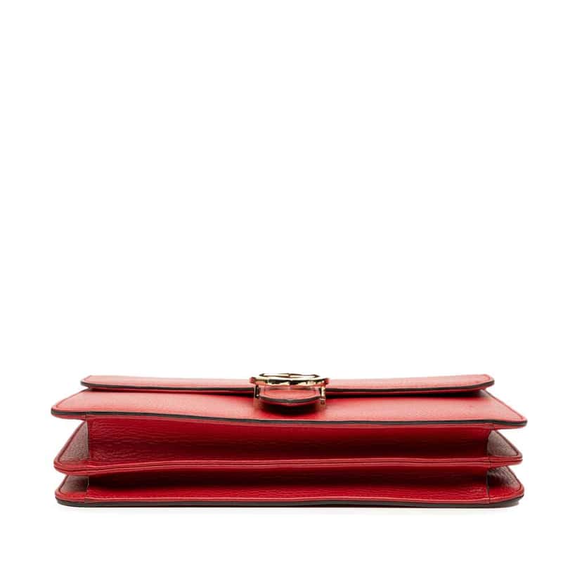 Gucci Medium Dollar Calfskin Interlocking G Crossbody Red Leather Very good condition - Inside View