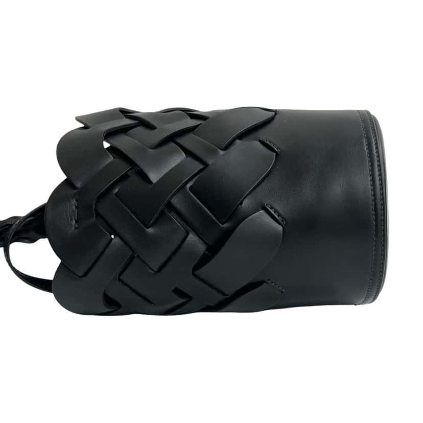 Prada Vitello Intreccio Tress Bucket Bag Black Leather Good condition - Box View