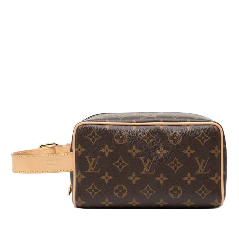 Louis Vuitton Monogram Locker Dopp Kit Clutch Brown Good condition - Front View
