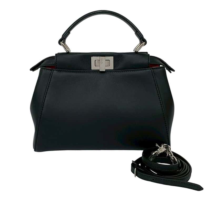 Fendi Mini Nappa Monster Eyes Iconic Peekaboo Satchel Black Leather Good condition - Back View