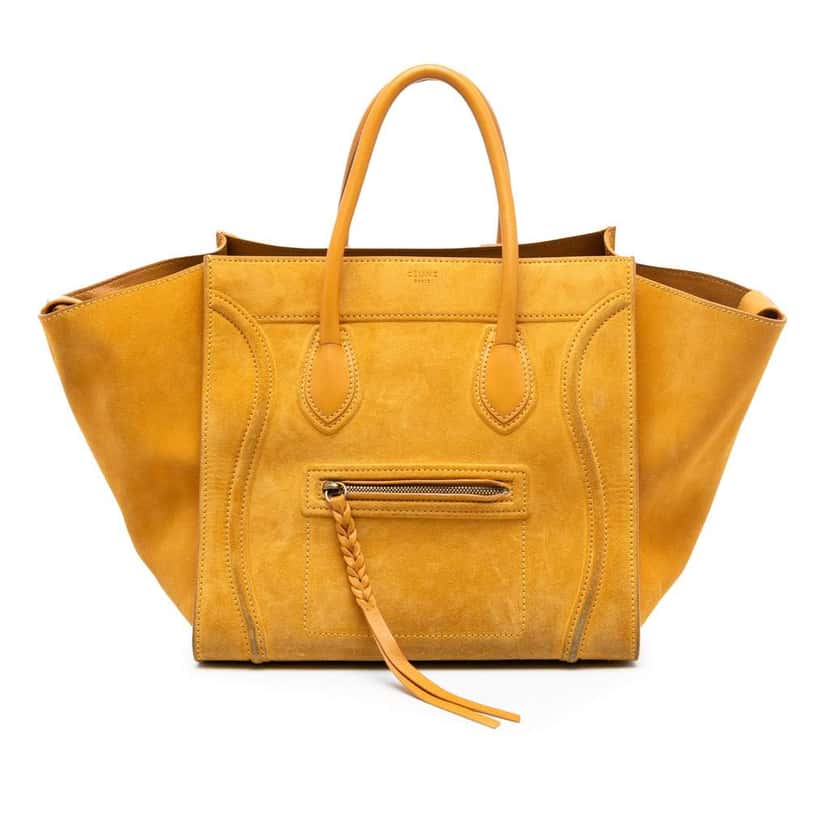 Celine Medium Suede Phantom Luggage Tote Yellow Leather Good condition - Front View