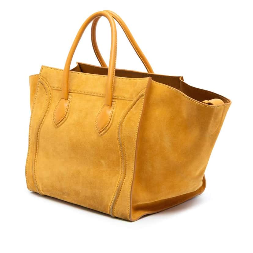 Celine Medium Suede Phantom Luggage Tote Yellow Leather Good condition - Back View