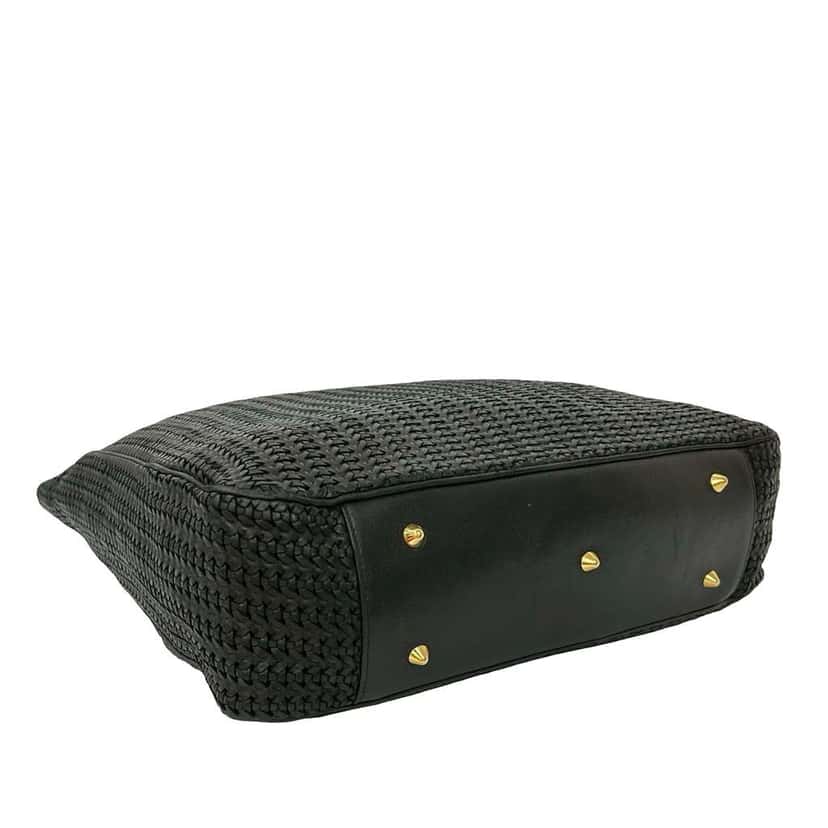 Dior Large Woven Lambskin Lady Dior Soft Shopping Tote Black Leather Good condition - Inside View