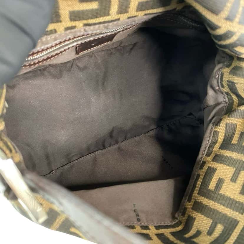 Fendi Zucca Canvas Double Flap Shoulder Bag Brown Canvas Good condition - Inside View