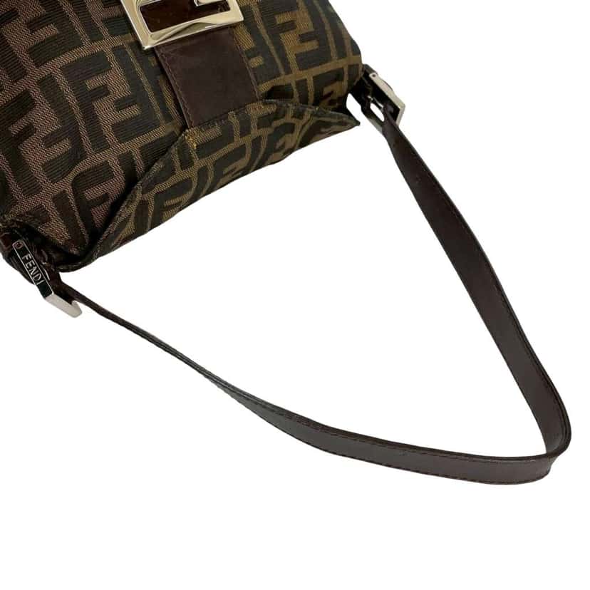 Fendi Zucca Canvas Double Flap Shoulder Bag Brown Canvas Good condition - Box View