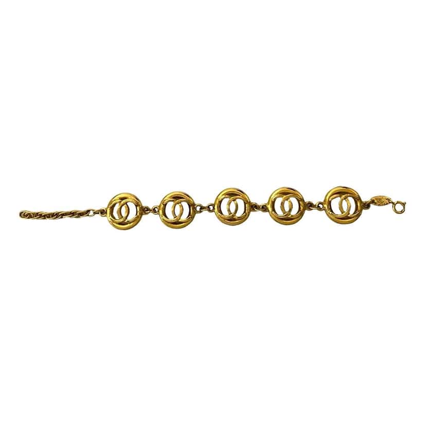 Chanel CC Gold Plated Link Bracelet Gold Metal Very good condition - Front View