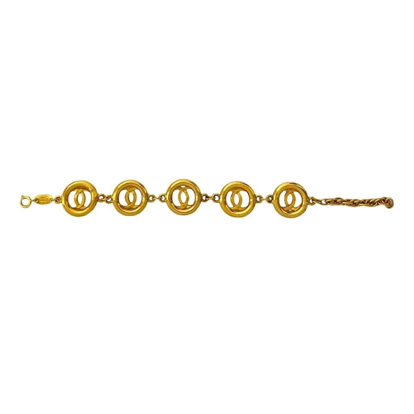 Chanel CC Gold Plated Link Bracelet Gold Metal Very good condition - Back View