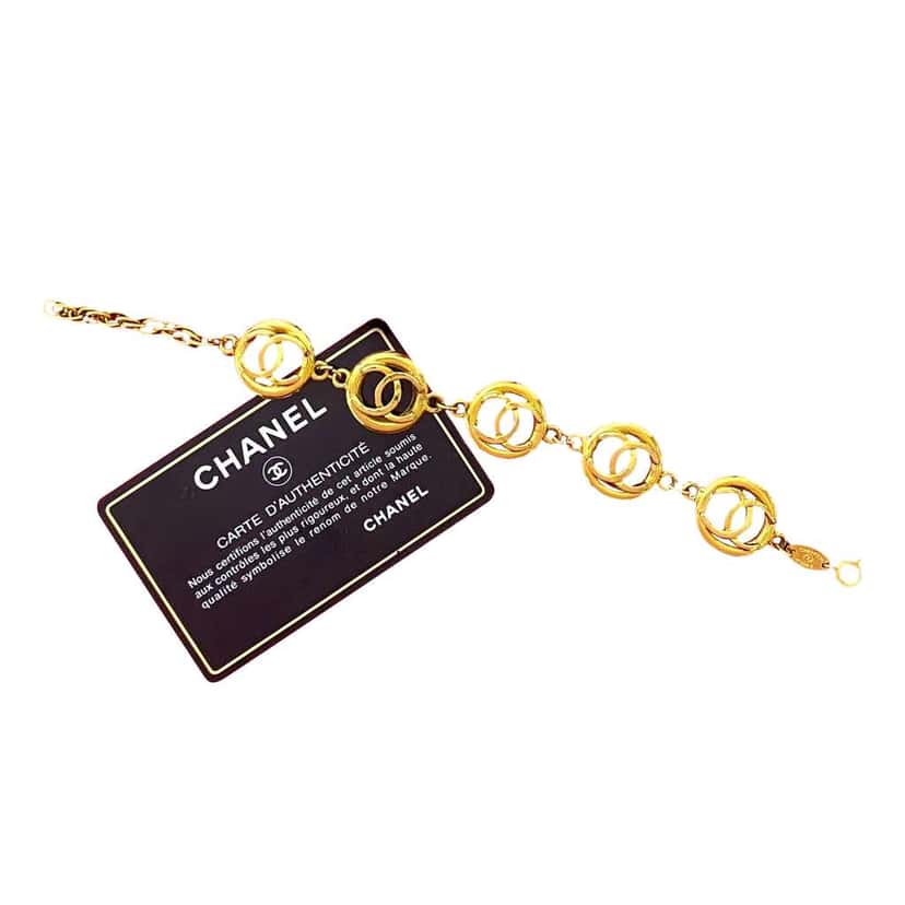 Chanel CC Gold Plated Link Bracelet Gold Metal Very good condition - Box View