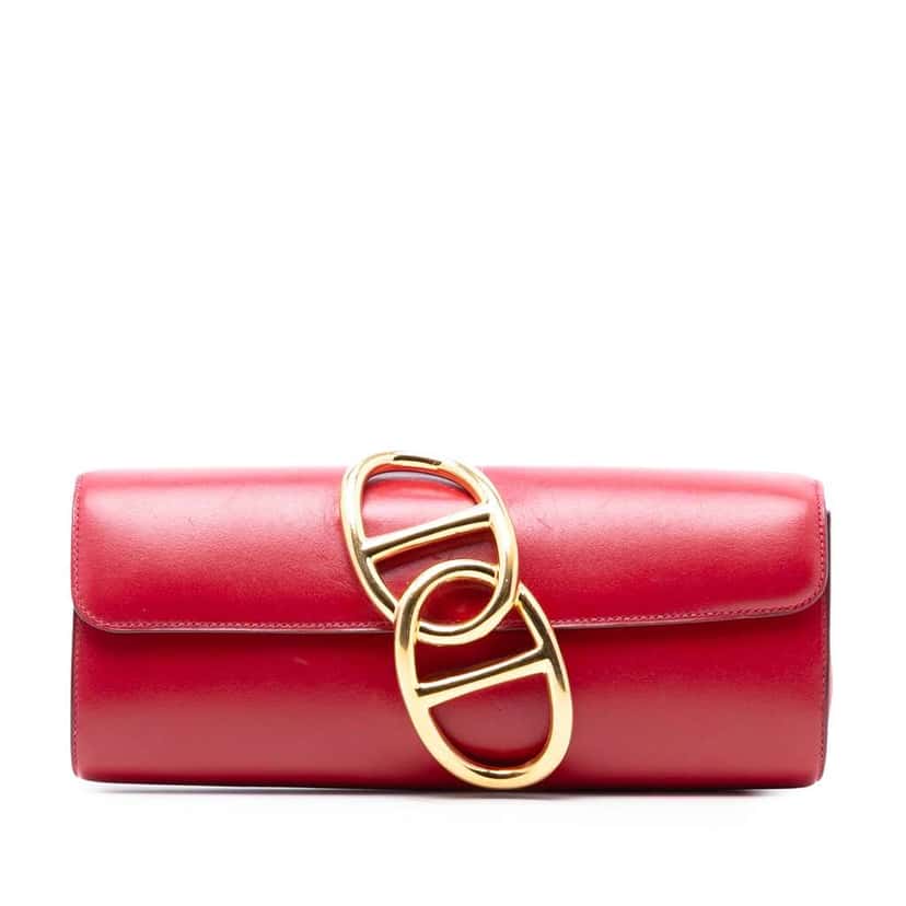Hermès Tadelakt Egee Clutch Red Leather Very good condition - Front View