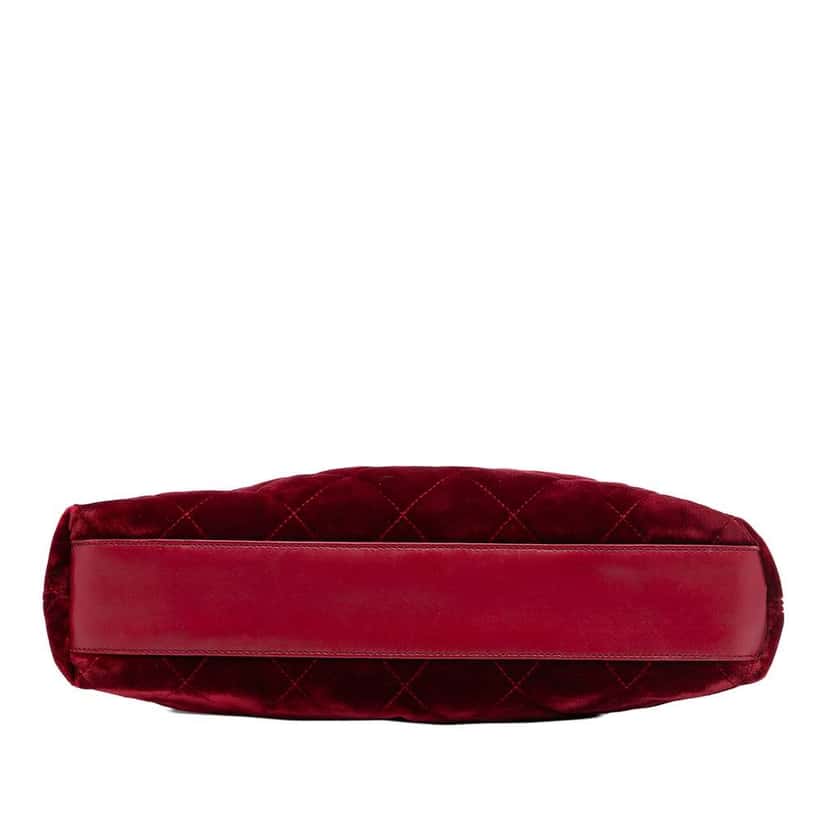 Chanel CC Quilted Velvet Top Handle Bag Red Velvet Good condition - Inside View