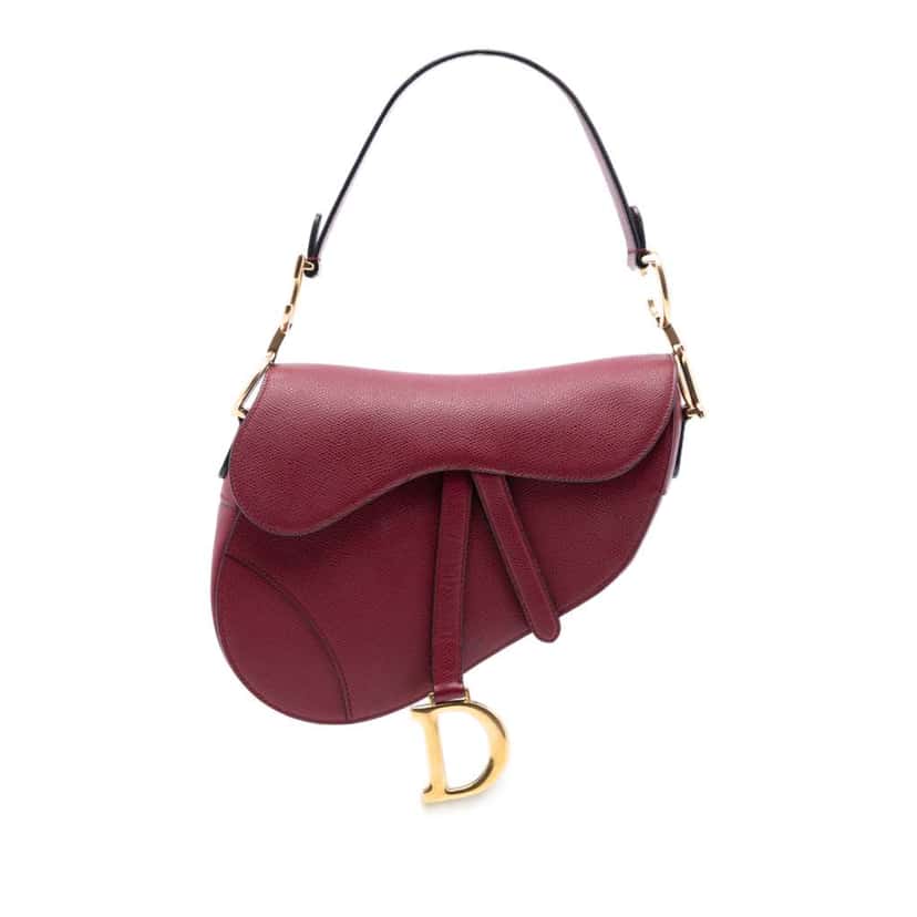 Dior Grained Calfskin Saddle Bag Red Leather Good condition - Front View