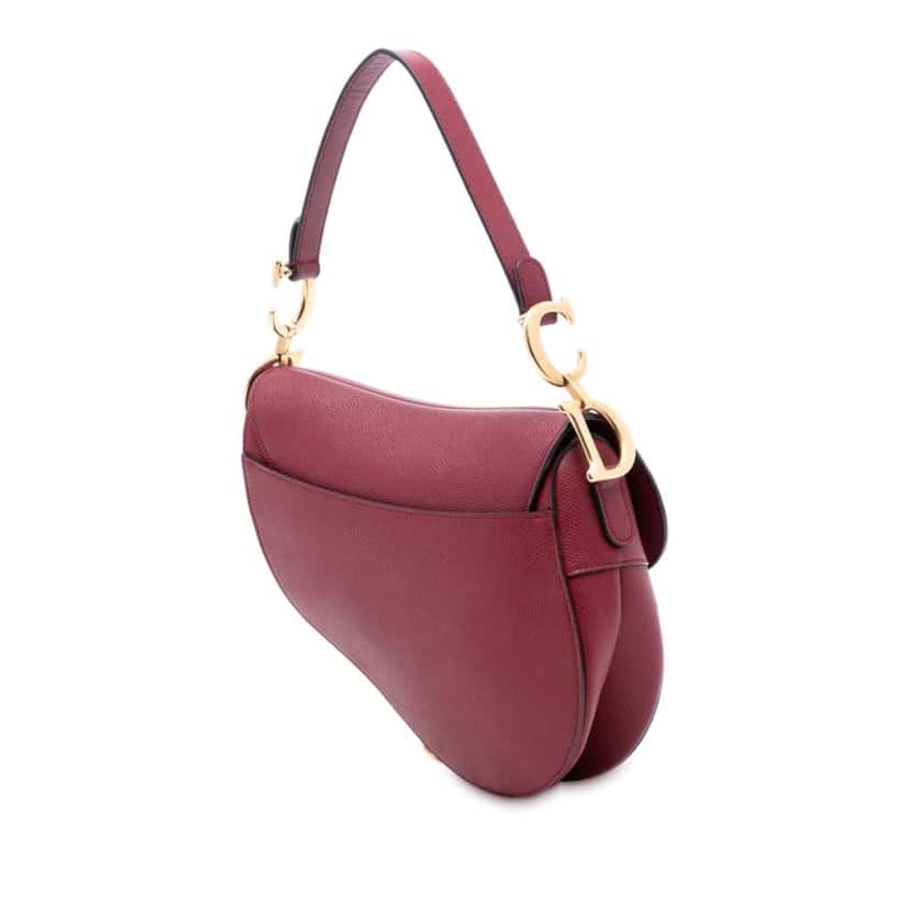 Dior Grained Calfskin Saddle Bag Red Leather Good condition - Back View
