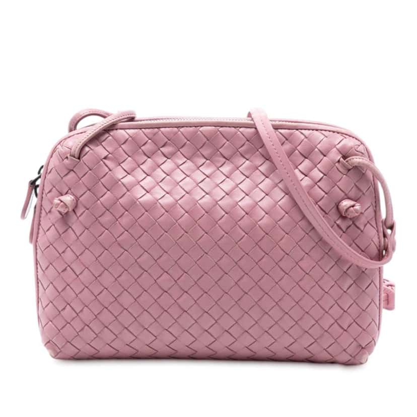 Bottega Veneta Nappa Intrecciato Nodini Crossbody Pink Leather Good condition - Front View