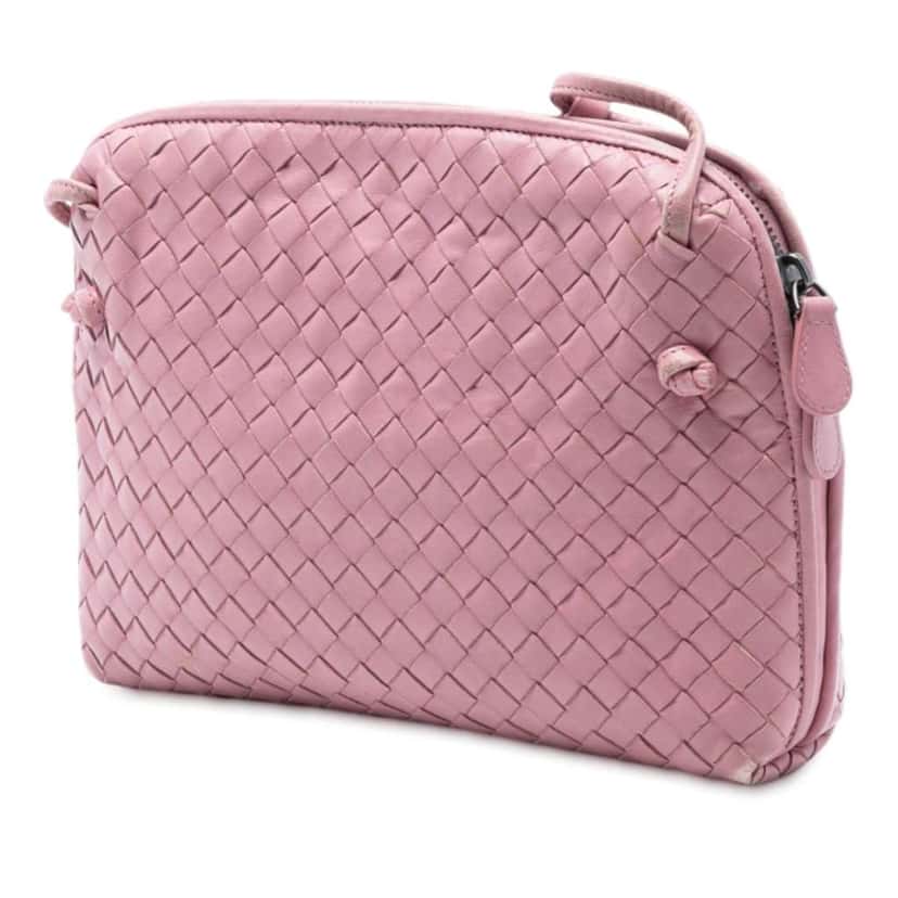 Bottega Veneta Nappa Intrecciato Nodini Crossbody Pink Leather Good condition - Back View