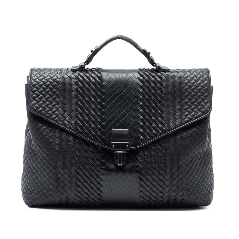 Bottega Veneta Nappa Intreccio Imperatore Business Bag Brown Leather Good condition - Front View