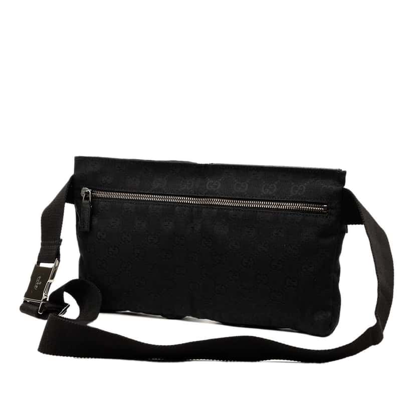 Gucci GG Canvas Double Pocket Belt Bag Black Canvas Good condition - Back View