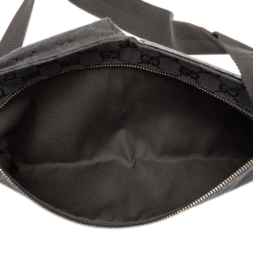 Gucci GG Canvas Double Pocket Belt Bag Black Canvas Good condition - Model View