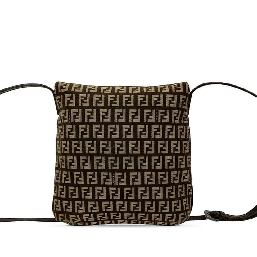 Fendi Zucchino Canvas Crossbody Brown Canvas Good condition - Back View
