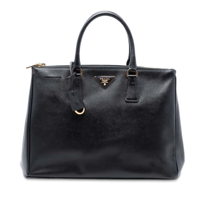 Prada Large Saffiano Lux Galleria Double Zip Tote Black Leather Good condition - Front View