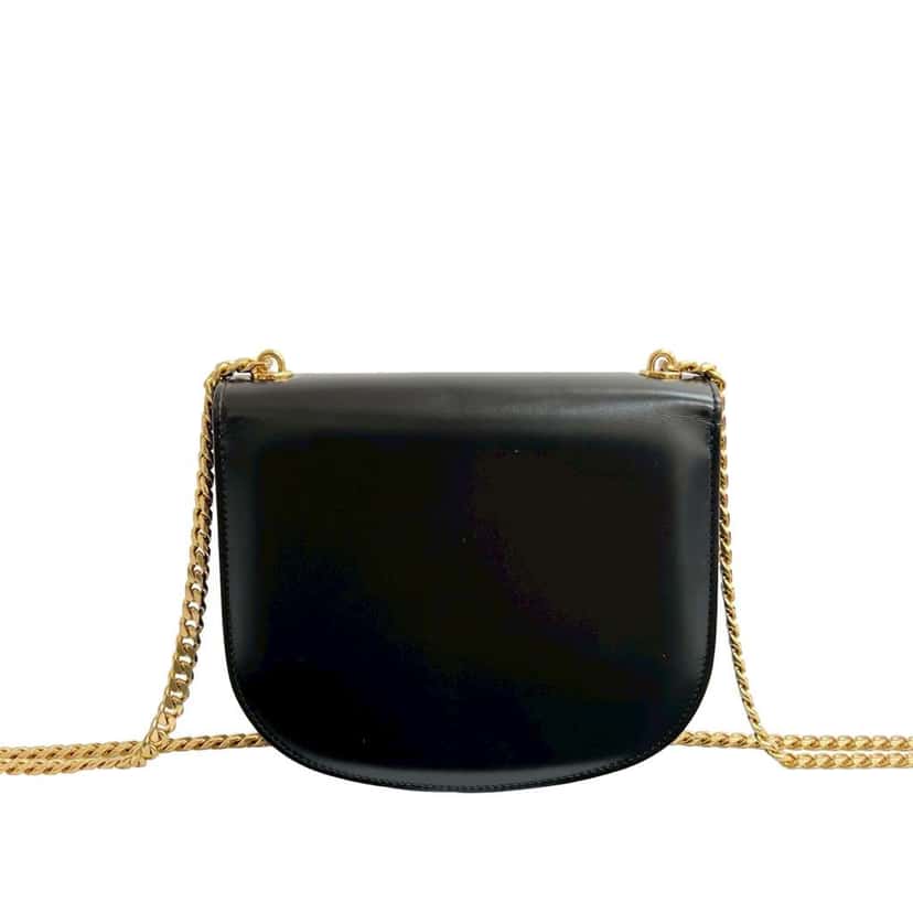 Celine Teen Shiny Calfskin Triomphe Besace Clea Chain Crossbody Black Leather Very good condition - Back View