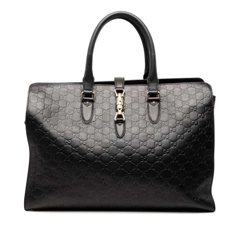 Gucci Guccissima Jackie Tote Black Leather Good condition - Front View