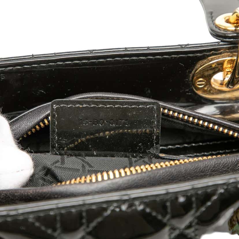 Dior Medium Patent Cannage Lady Dior Black Leather Good condition - Box View